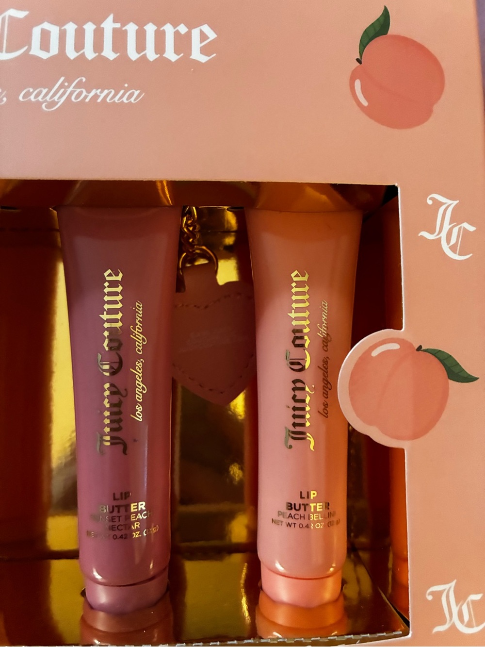 Juicy Couture Pretty in peach Lip Butter Set of 4 w/ charms - Picture 2 of 6